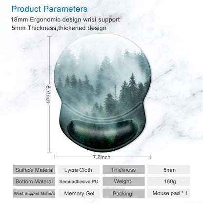 Ergonomic Mousepad with Gel Cushion Fog Forest