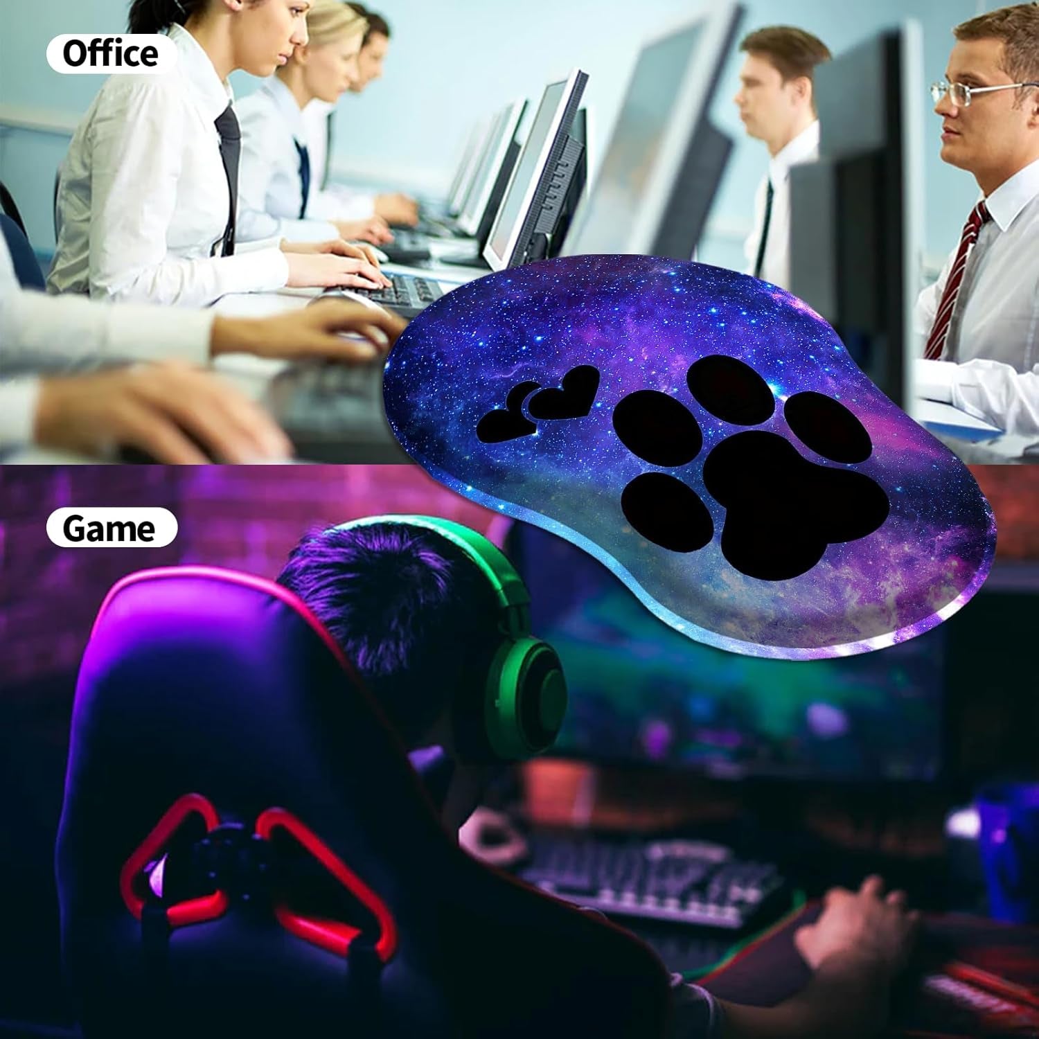 Ergonomic Mouse Mouse Pad with Gel Cushion dog prints 