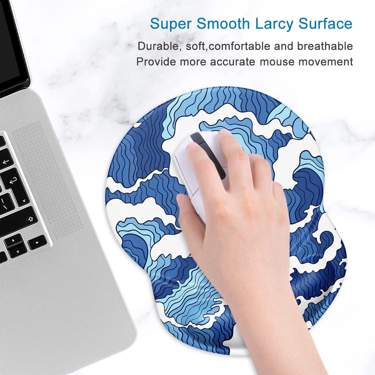 Ergonomic mouse pad with gel cushion Japanese Style Waves