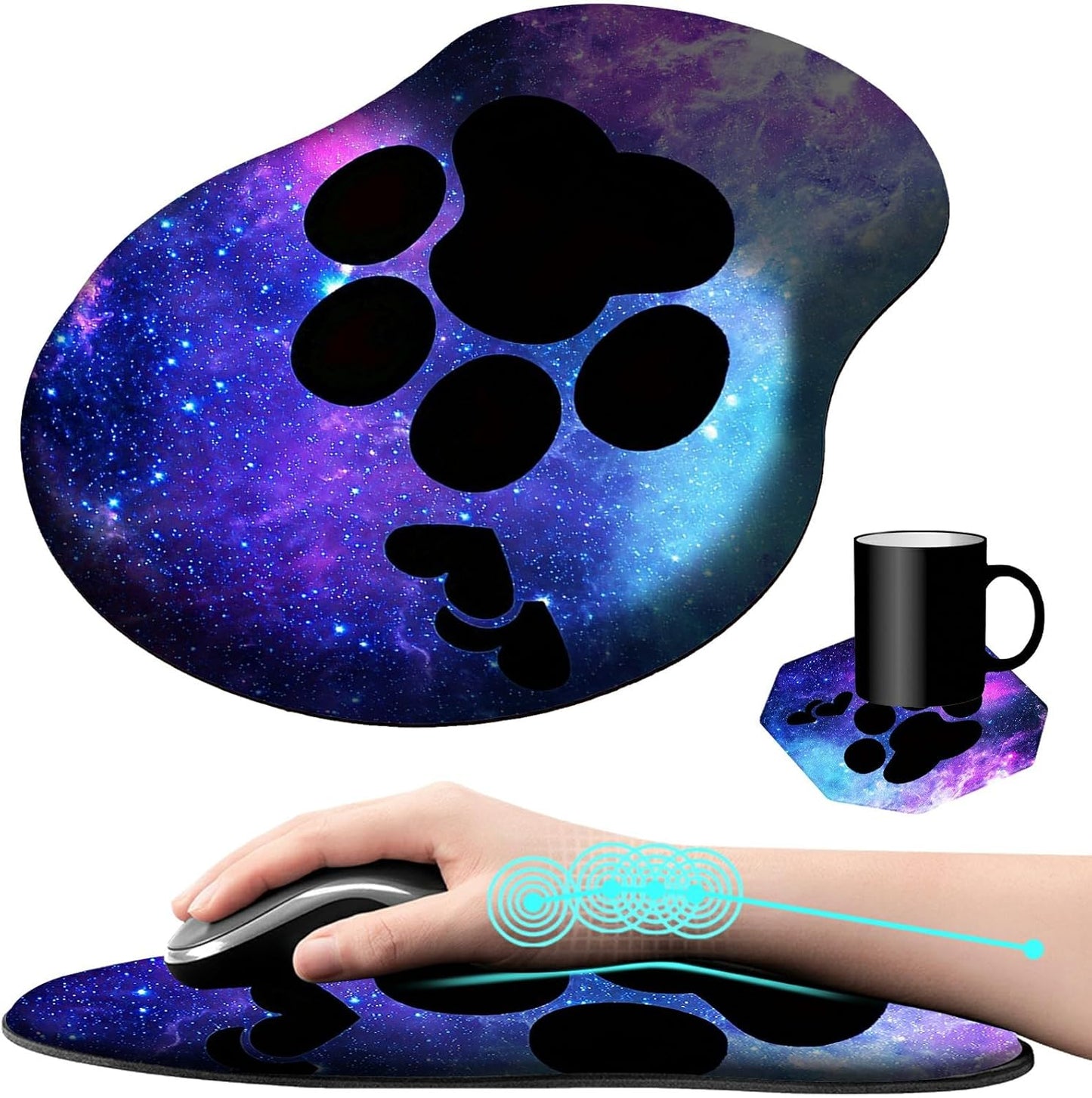 Ergonomic Mouse Mouse Pad with Gel Cushion dog prints 