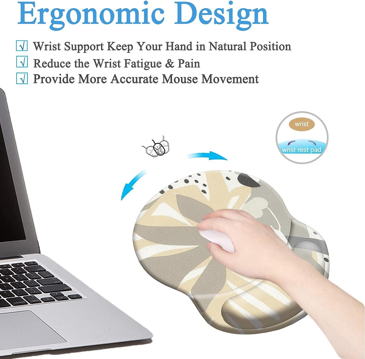 Ergonomic mouse pad with gel cushion Summer Leaf