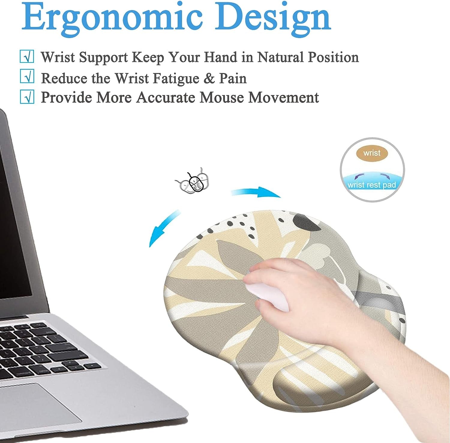 Ergonomic mouse pad with gel cushion Summer Leaf